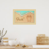 Faith One Set van Voetafdrukken in het Zand Poster (Keuken)