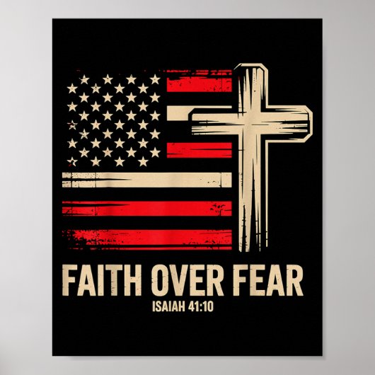 Faith Over Fear American Flag Poster (Voorkant)