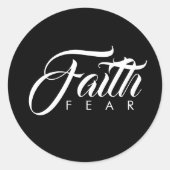 Faith Over Fear Black Ronde Sticker (Voorkant)