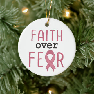 Faith Over Fear Breast Cancer Awareness Keramisch Ornament