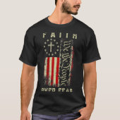 Faith Over Fear Christian Cross Usa American Flag T-shirt (Voorkant)