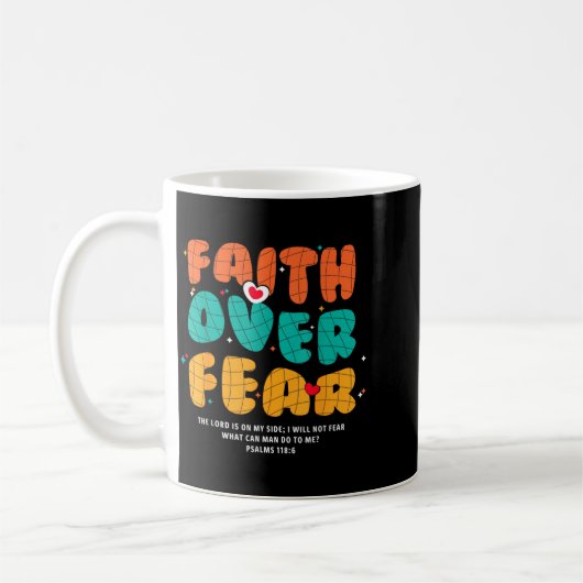 Faith Over Fear Christian Religious Groovy Men Wom Koffiemok (Links)