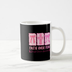 Faith Over Fear Coquette Boog Plaid Borstkanker A Koffiemok