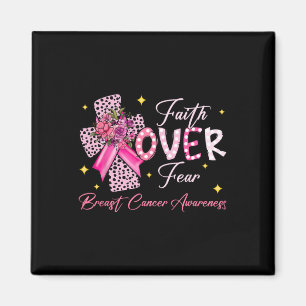 Faith Over Fear Cross Pink Ribbon Christelijk Brea Magneet