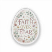 Faith Over Fear Floral Easter Egg Religious Sticker (Voorkant)