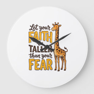 Faith Over Fear Giraffe Vintage Christelijk T-shir Grote Klok