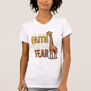 Faith Over Fear Giraffe Vintage Christelijk T-shir T-shirt
