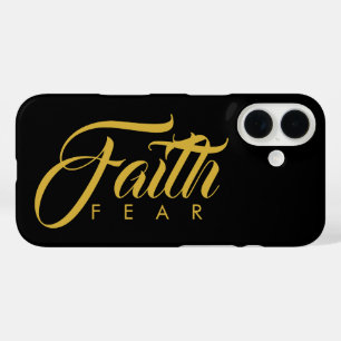 Faith Over Fear Gold en Black iPhone 16 Hoesje