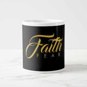Faith Over Fear Gold en Black Extra Grote Beker