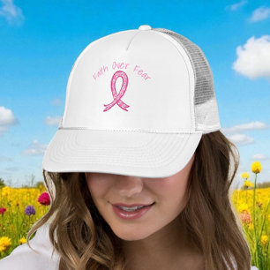 Faith Over Fear Hoed Roze Lint Hart Hoed Trucker Pet