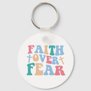 Faith Over Fear Retro Christelijk Sleutelhanger