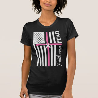 Faith Over Fear Roze Cross Flag T-shirt