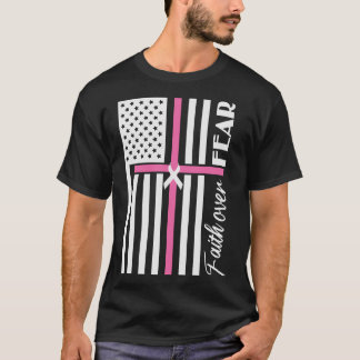 Faith Over Fear Roze Cross Flag T-shirt