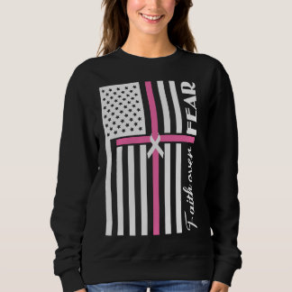 Faith Over Fear Roze Cross Flag Trui