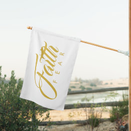 Faith Over Fear Verticale Tekst Goud en Wit Huisvlag