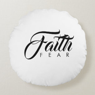 Faith Over Fear White Rond Kussen