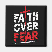 Faith Over Fear With Cross Christian Men Magneet (Voorkant)