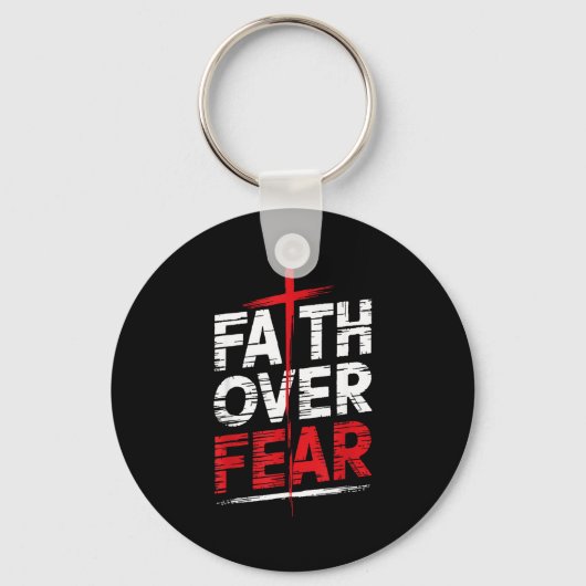 Faith Over Fear With Cross Christian Men Sleutelhanger (Voorkant)