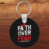 Faith Over Fear With Cross Christian Men Sleutelhanger (Voorkant)