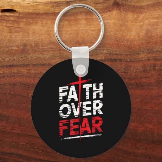 Faith Over Fear With Cross Christian Men  Sleutelhanger (Voorkant)