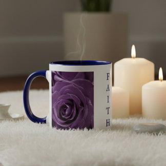 Faith Paarse Rozen 11oz Tweekleurige Mok Blauw
