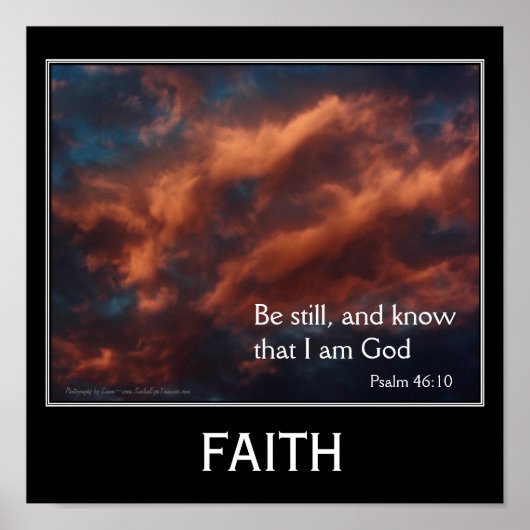 Faith Psalm 46:10 Inspirerend Bijbelprijsopgave Poster (Voorkant)