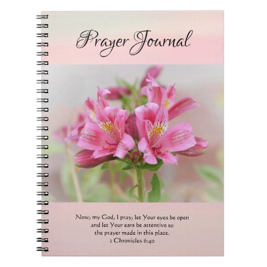 Faith Soft Pink Flowers Prayer Journal Notitieboek (Voorkant)