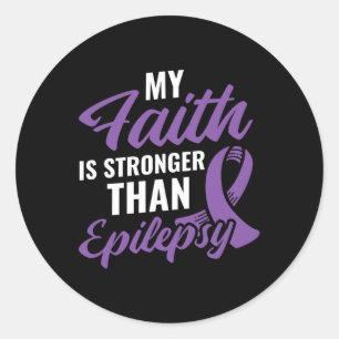 Faith Stronger dan Epilepsy Epilepsy Awareness Pa Ronde Sticker