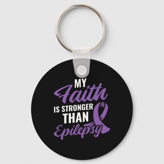 Faith Stronger dan Epilepsy Epilepsy Awareness Pa Sleutelhanger (Voorkant)
