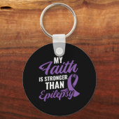 Faith Stronger dan Epilepsy Epilepsy Awareness Pa Sleutelhanger (Voorkant)