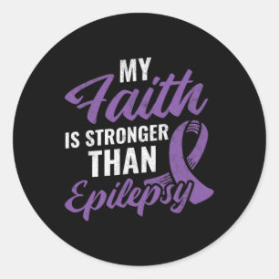 Faith Stronger dan Epilepsy Epilepsy Bewustheid Pa Ronde Sticker