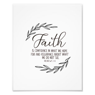 Faith Wall Art, Bijbelversie, Hebreeuws 11:1 Foto Afdruk