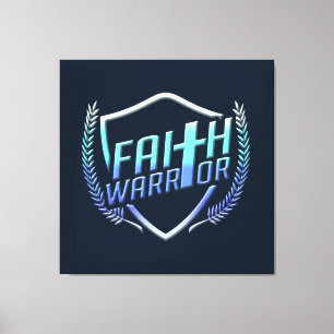 Faith Warrior Christian Blue Purple Ombre Canvas Afdruk