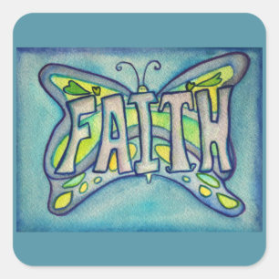 Faith Word Art Blauwe Vlinder Decal Stickers