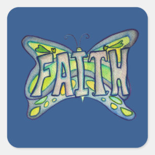 Faith Word Art Blauwe Vlinder Sticker Decals