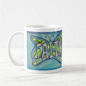 Faith Word Art Blauwe Vlinder Vleugels Koffie Mok (Links)