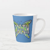 Faith Word Art Blauwe Vlinder Vleugels Latte Mok C (Rechts)