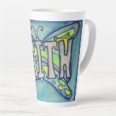 Faith Word Art Blue Butterfly Wing Cup Latte Mug (Angle droit)