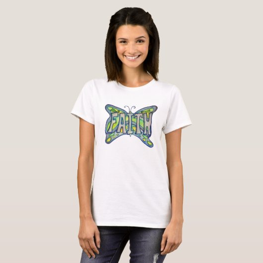 Faith Word Art Blue Butterfly Wings Custom TShirts (Devant entier)