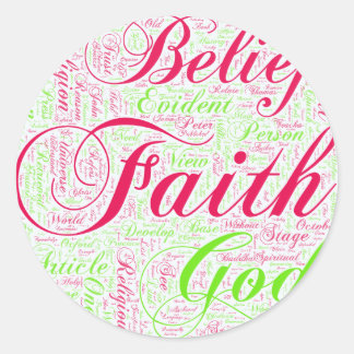 Faith Word Art Red en Green Ronde Sticker