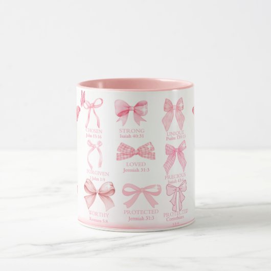 Faithful & Beautiful – Pink Bow Christian Affirmat Mok (Midden)