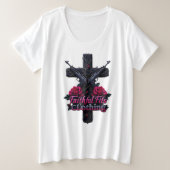 Faithful Fits femme plus taille de base blanc tee (Design devant)