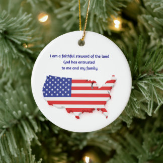 Faithful Steward of USA - Round Keramisch Ornament