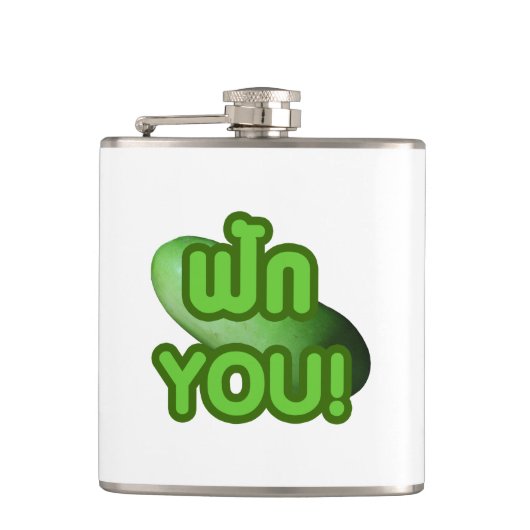 FAK JE! .. Groen vierkant (wintermeloen) Heupfles (Voorkant)