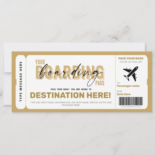 Fake Airplane Ticket Surprise boarding Pass Kaart (Voorkant)