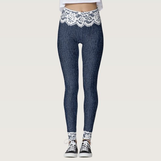 Fake Blue Jeans Leggings en dentelle blanche (Devant)