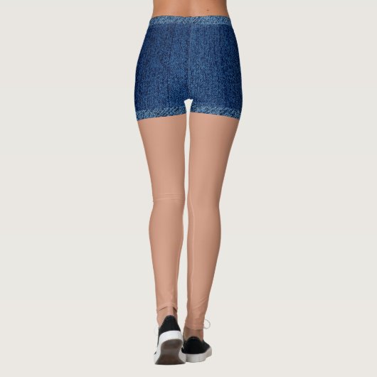Fake denim short blue leggings (Achterkant)
