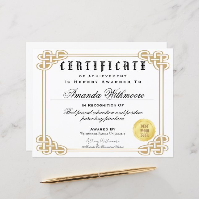 Fake en professionele diploma certificaat (Voorkant / Achterkant in situ)