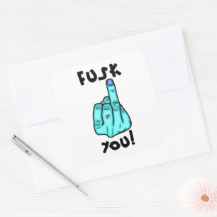 Fake f-bom & nepmiddelvinger grap v2.2 vierkante sticker