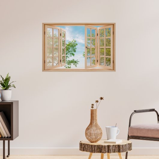 Fake Faux Window met Summer Sky uitzicht Poster (Woonkamer 3)